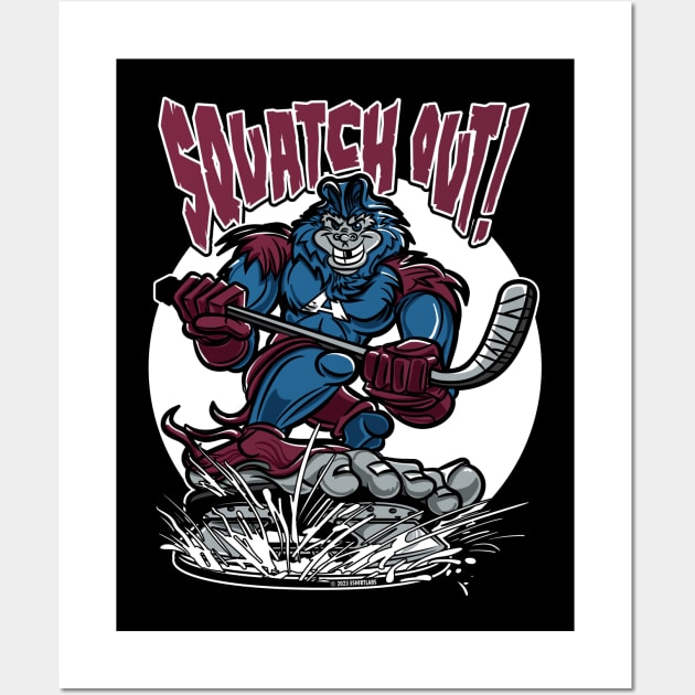 Squatch Out Hockey Player Mascot Wall Art by eShirtLabs